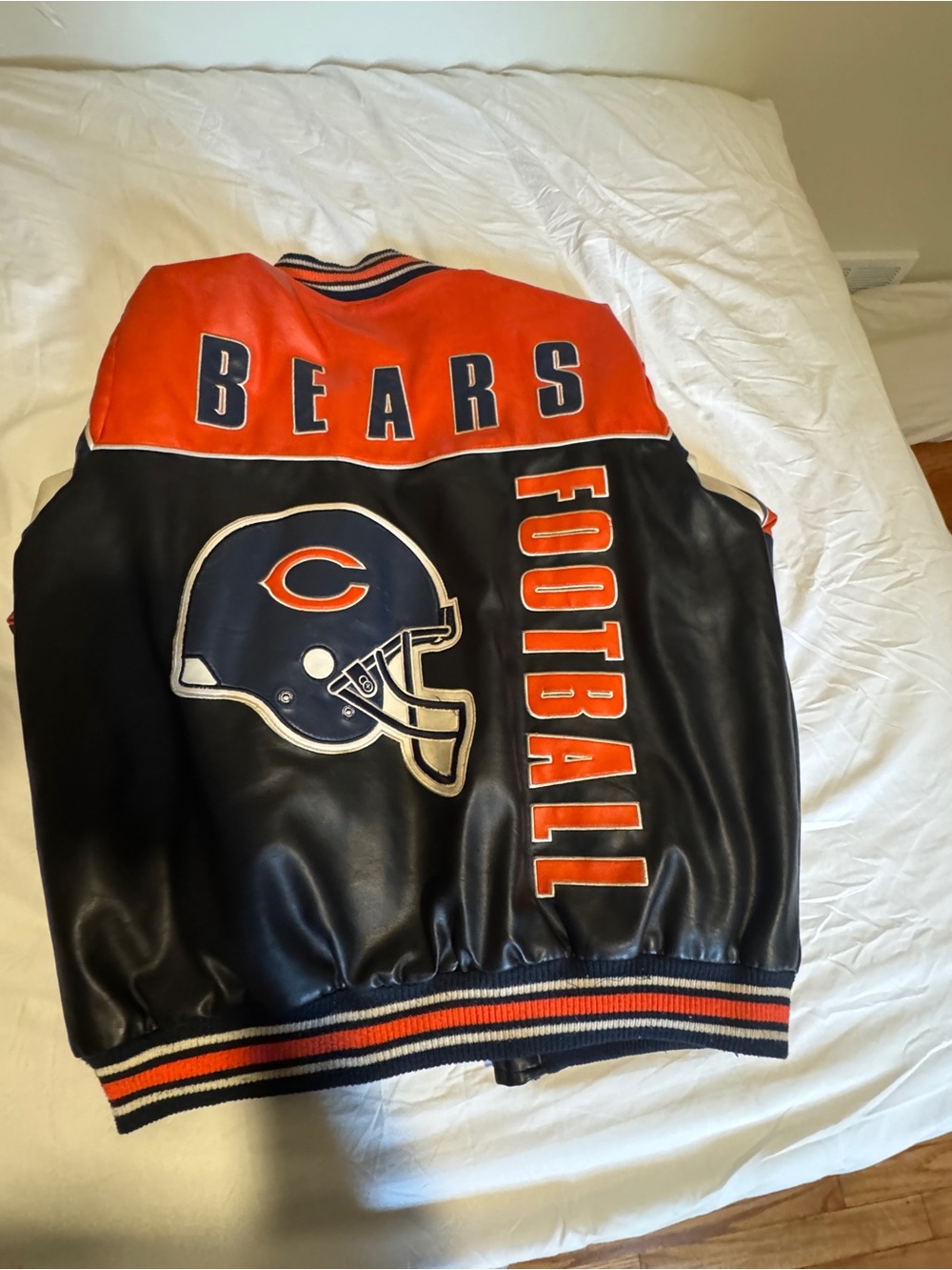 Vintage Chicago Bears NFL Faux Leather Full Zip Jacket XXL Y2K